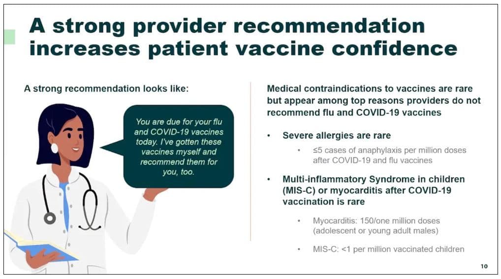 Clinician Recommendation is Still the Best Way to get Flu, COVID-19, and RSV Shots into Arms   / image credit: CDC graphic ©US Centers for Disease Control and Prevention 